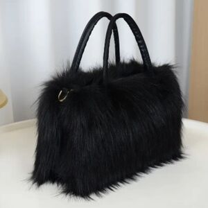 Elegant Black Mink Handbag